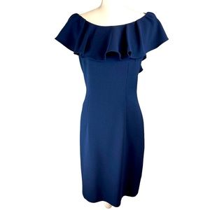 ELIZA J Blue Navy Dress Size‎ 6 Ruffle Lace Sleeveless Party Wedding Shower